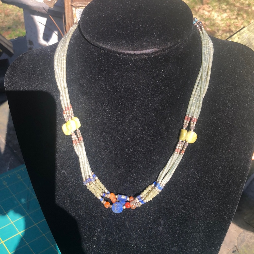 19” multi-strand gemstone necklace